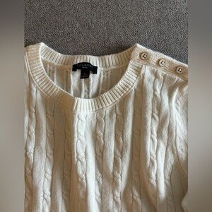 CREAM CABLE BUTTON SHOULDER SWEATER NWOT